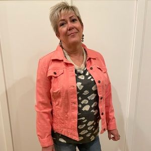 Talbots Melon Colored Denim Jacket Sz L